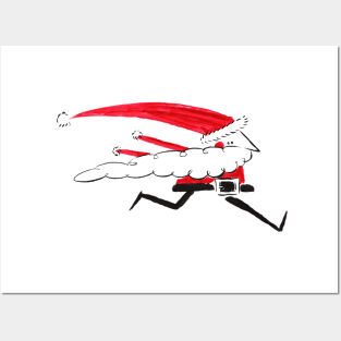 Running Santa Posters and Art